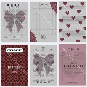 C0ACH Burgundy and Gray Planner Set